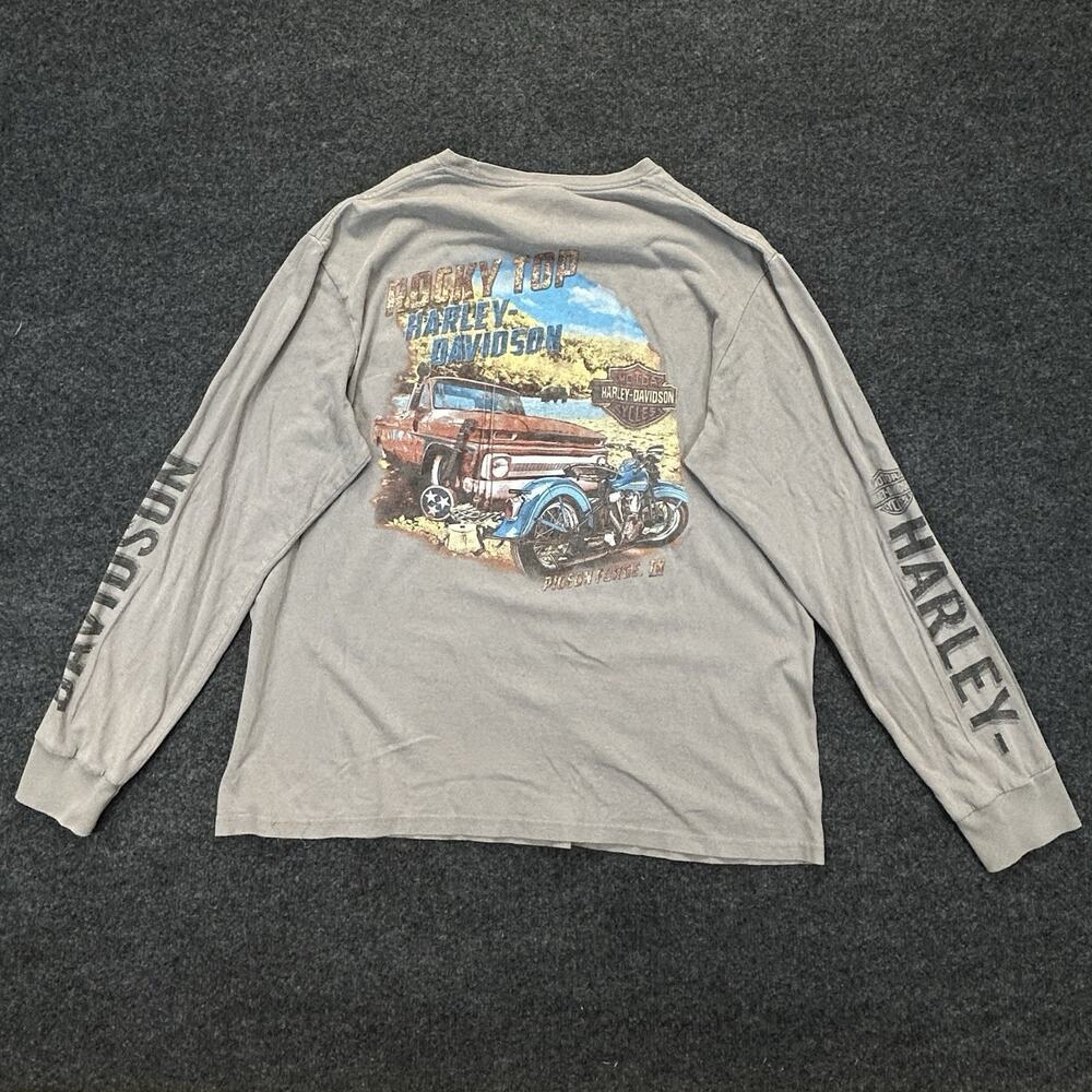 Harley-Davidson Rocky Top Tennessee Long Sleeve T Shirt Men's XL Gray Motorcycle